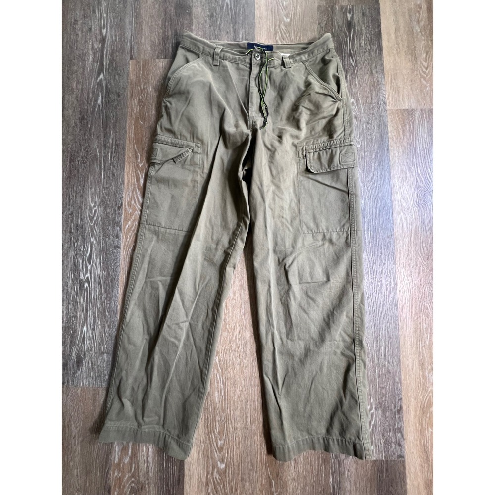 Structure Cargo Pants Mens 33x32 Green Cotton Utility Multi Pocket Straight Leg
